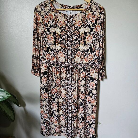 EUC J. JILL FLORAL 3/4 SLEEVES SOFT BABY DOLL DRESS SIZE SMALL WOMENS - Picture 1 of 16